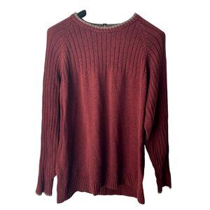Columbia Mens XL Red Cotton Sweater With Ribbed Knit Design